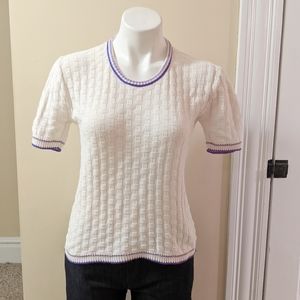 Vintage cream basket weave knit cream sweater.